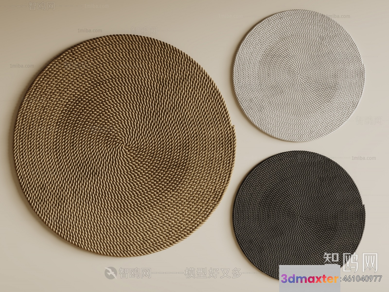 The Main Subject Is A Set Of Three Circular Rugs 3D Model - 22920 - VRAY Render