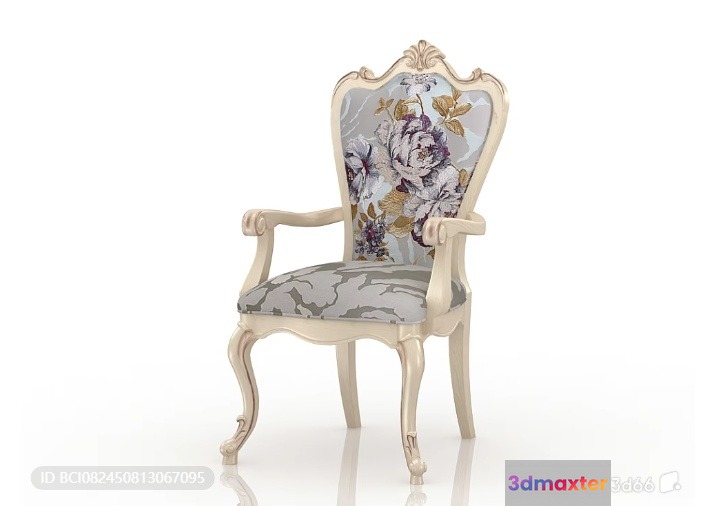 Wooden Floral Chair 3D Model - 6459 - VRAY Render