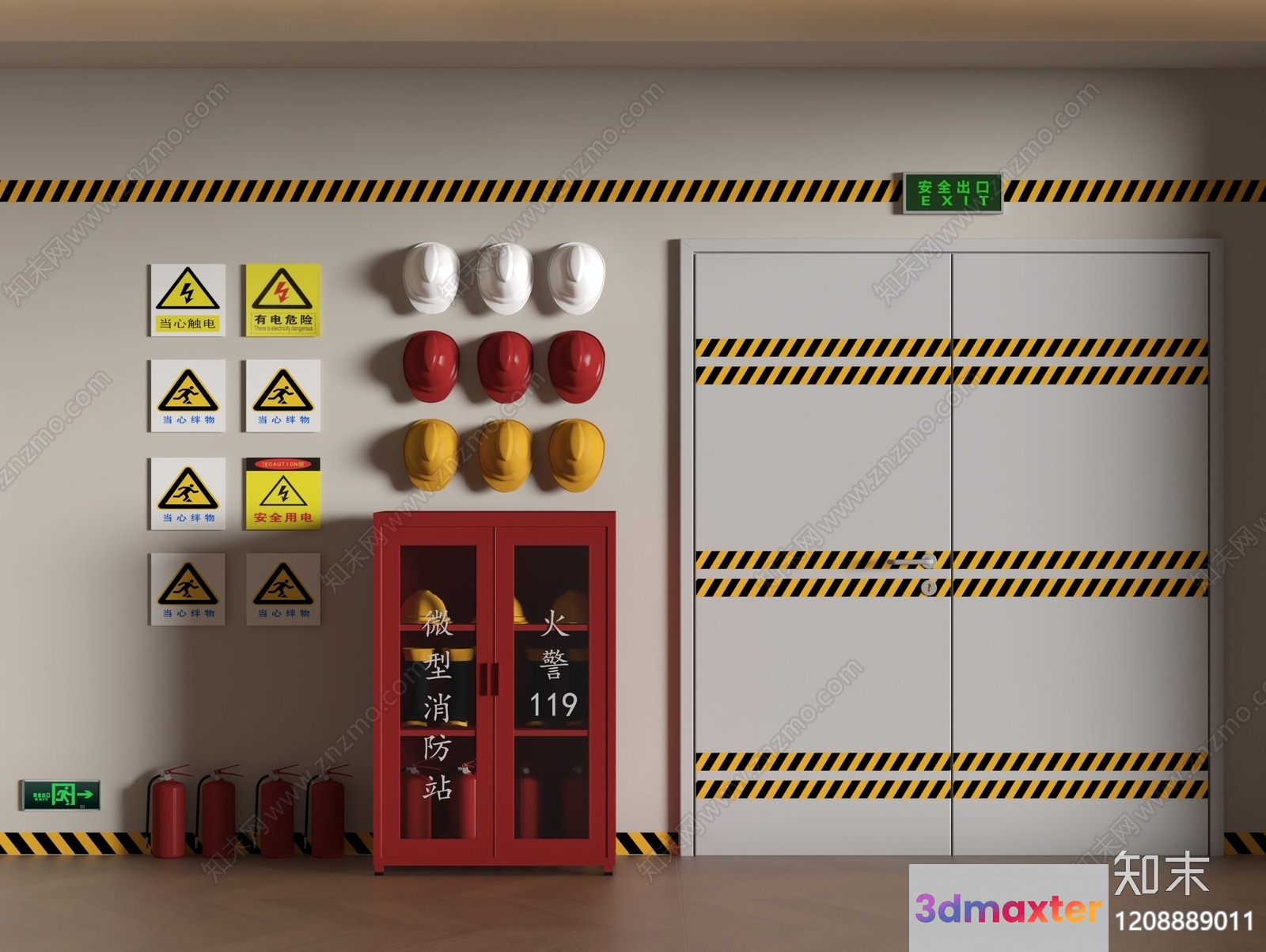 A Fire Safety Storage Room 3D Model - 10614 - VRAY Render