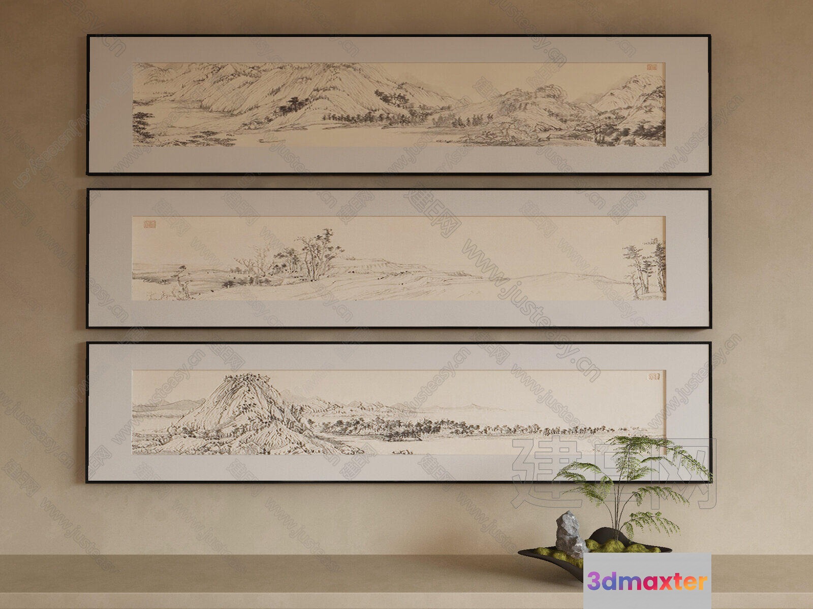 A Framed Landscape Painting 3D Model - 3816 - VRAY Render
