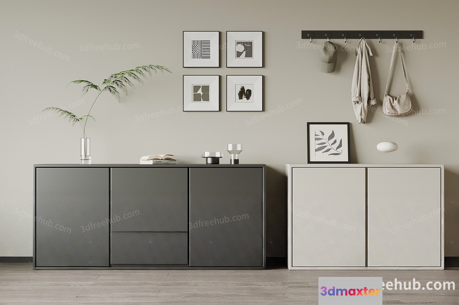 Minimalist Modern Living Room 3D Model - 18560 - VRAY Render