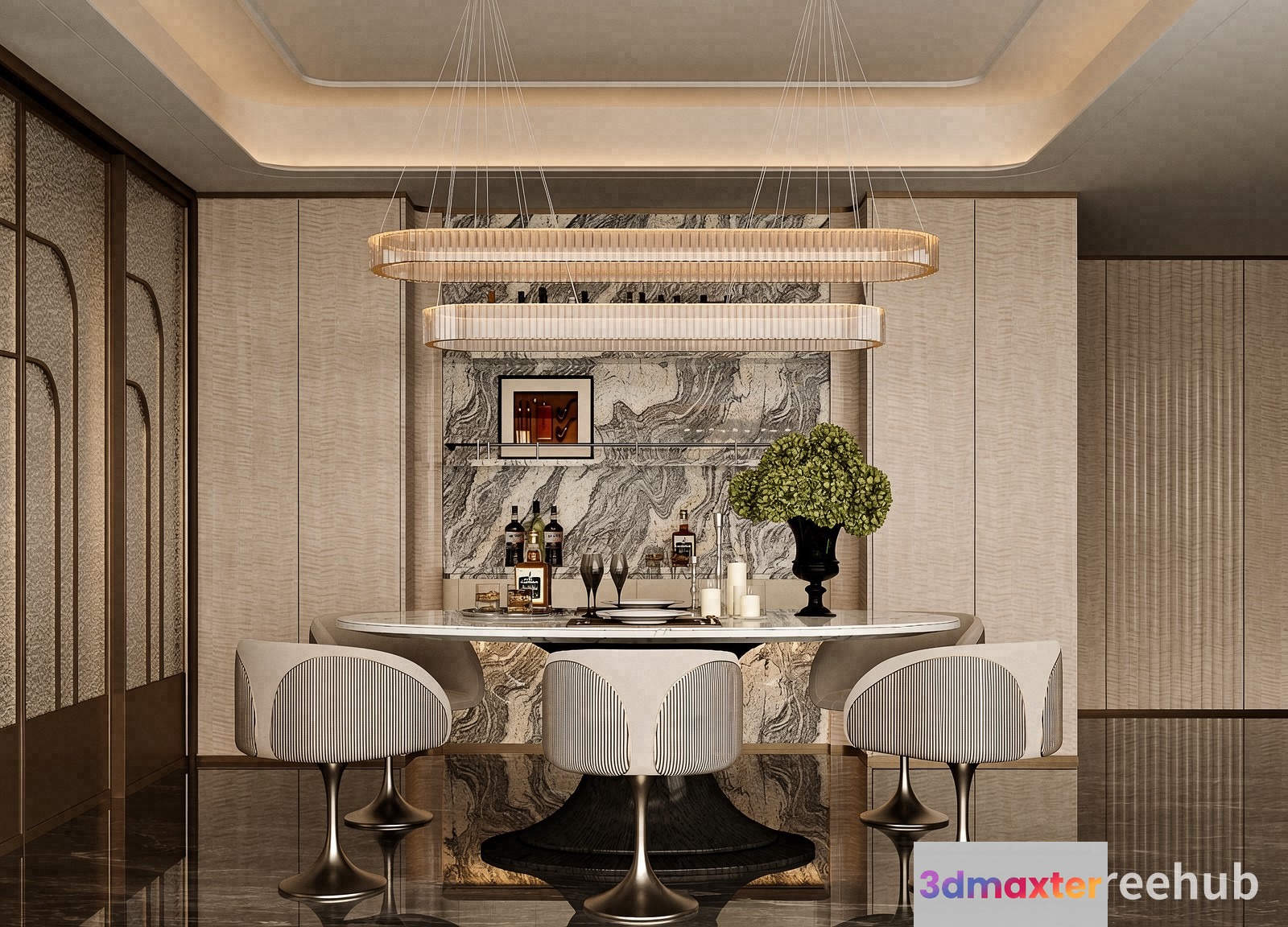 Modern Bar Area 3D Model - 22880 - VRAY Render