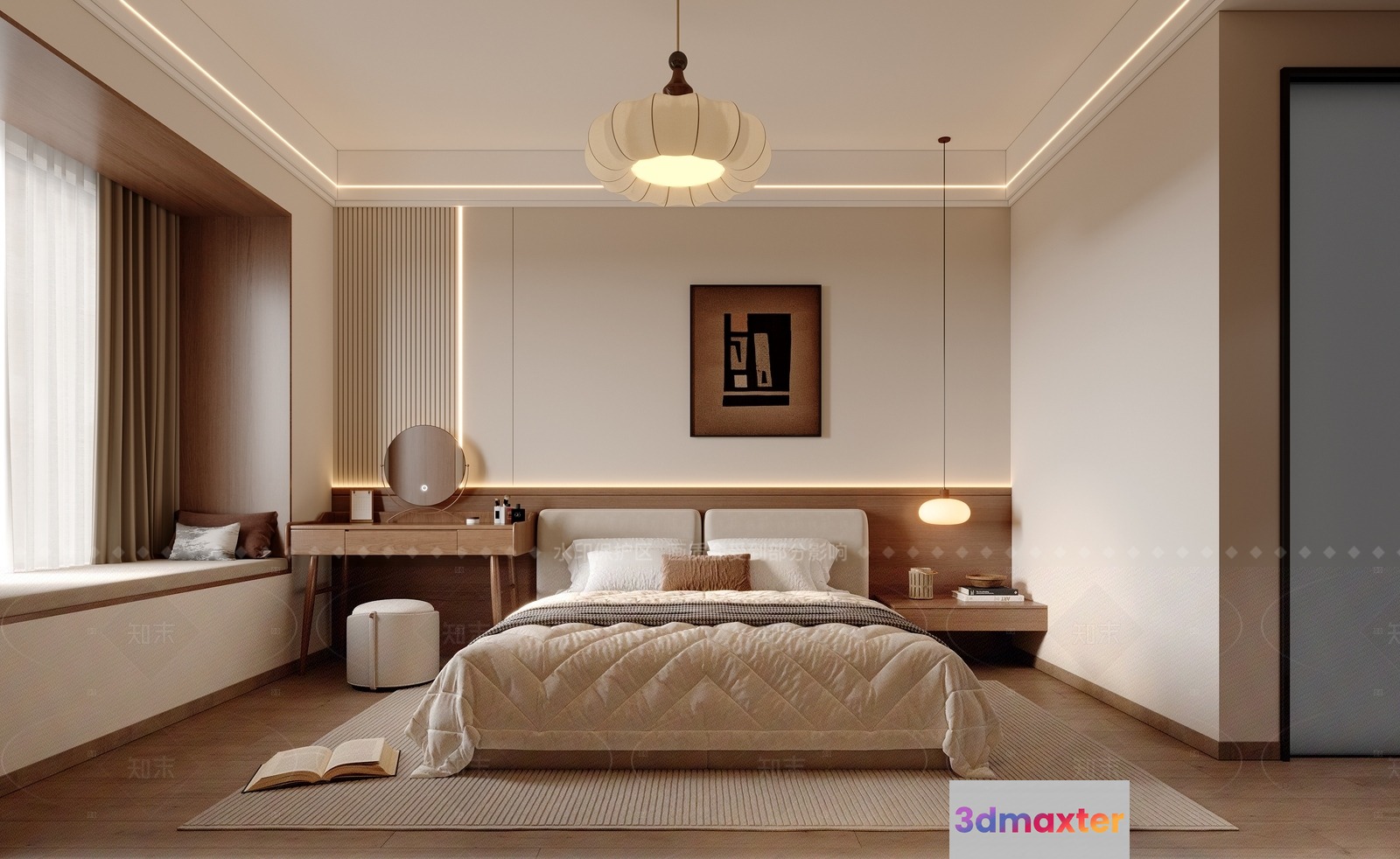 Cozy Bedroom 3D Model - 9100 - VRAY Render