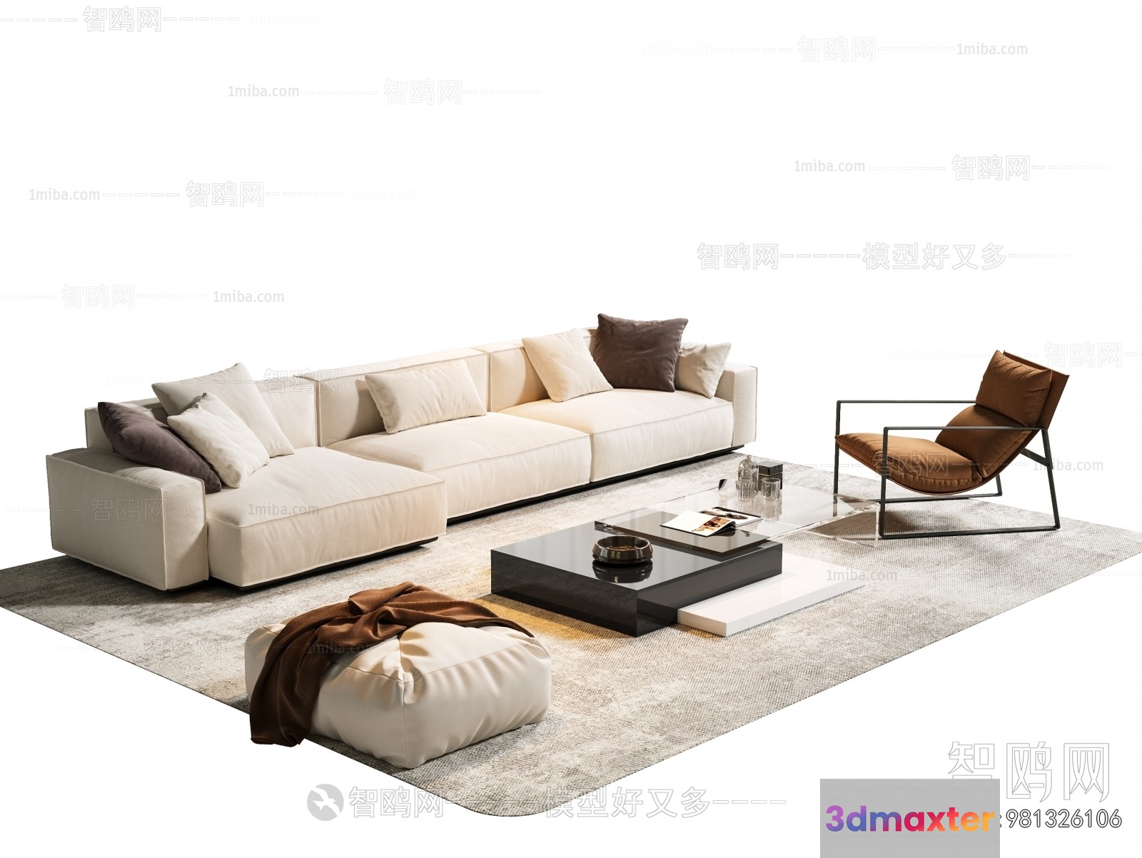 Modern Living Room 3D Model - 5574 - CORONA Render