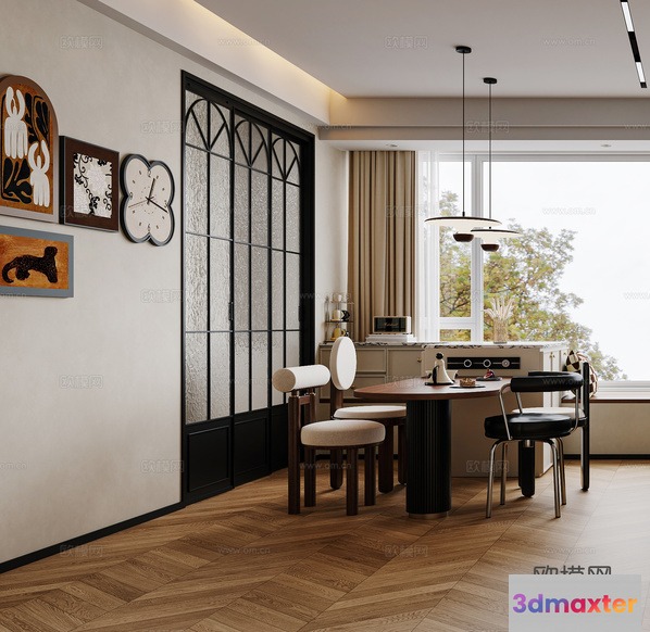 Modern Dining Room 3D Model - 8708 - CORONA Render