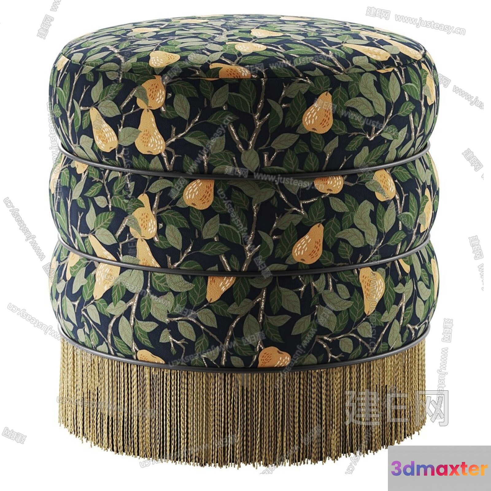 A Round Stool With A Floral Pattern 3D Model - 3048 - CORONA Render