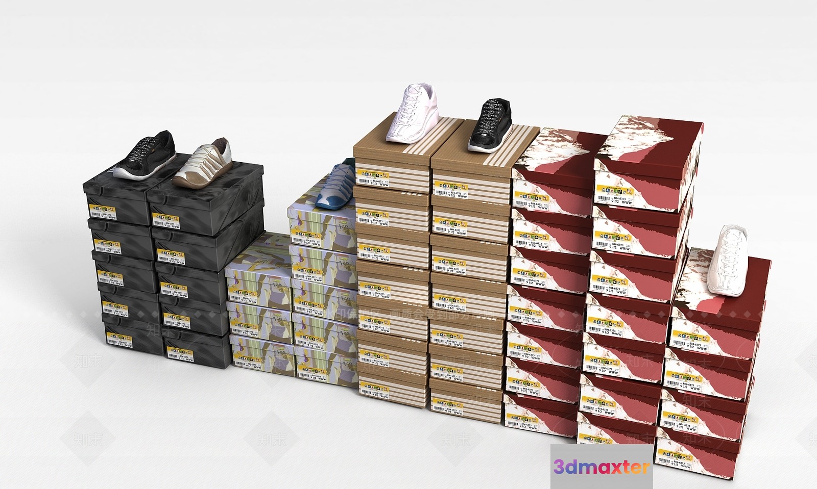 A Stack Of Shoe Boxes 3D Model - 13081 - VRAY Render
