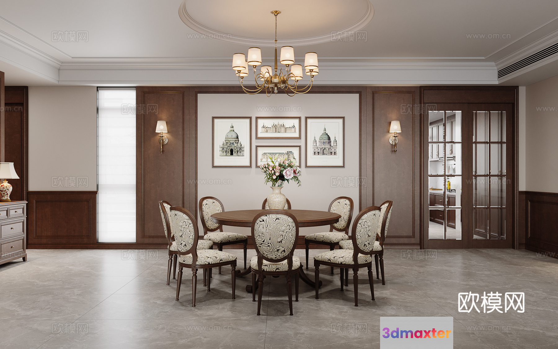 Classic Dining Room 3D Model - 4664 - VRAY Render