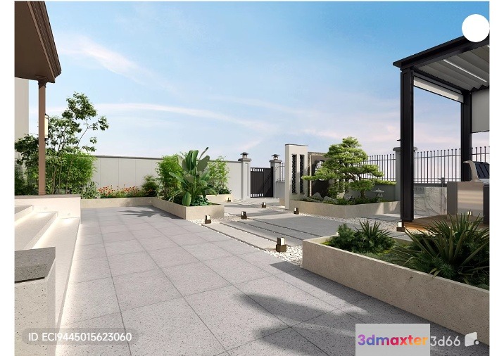 Modern Outdoor Patio 3D Model - 4530 - VRAY Render