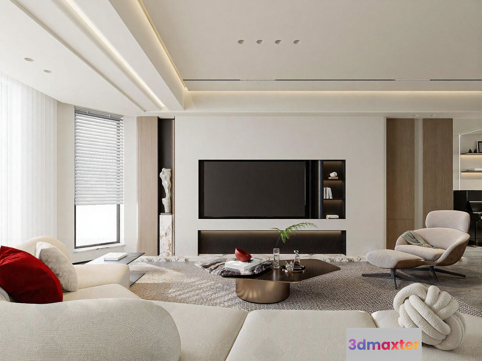 Modern Living Room 3D Model - 17799 - CORONA Render