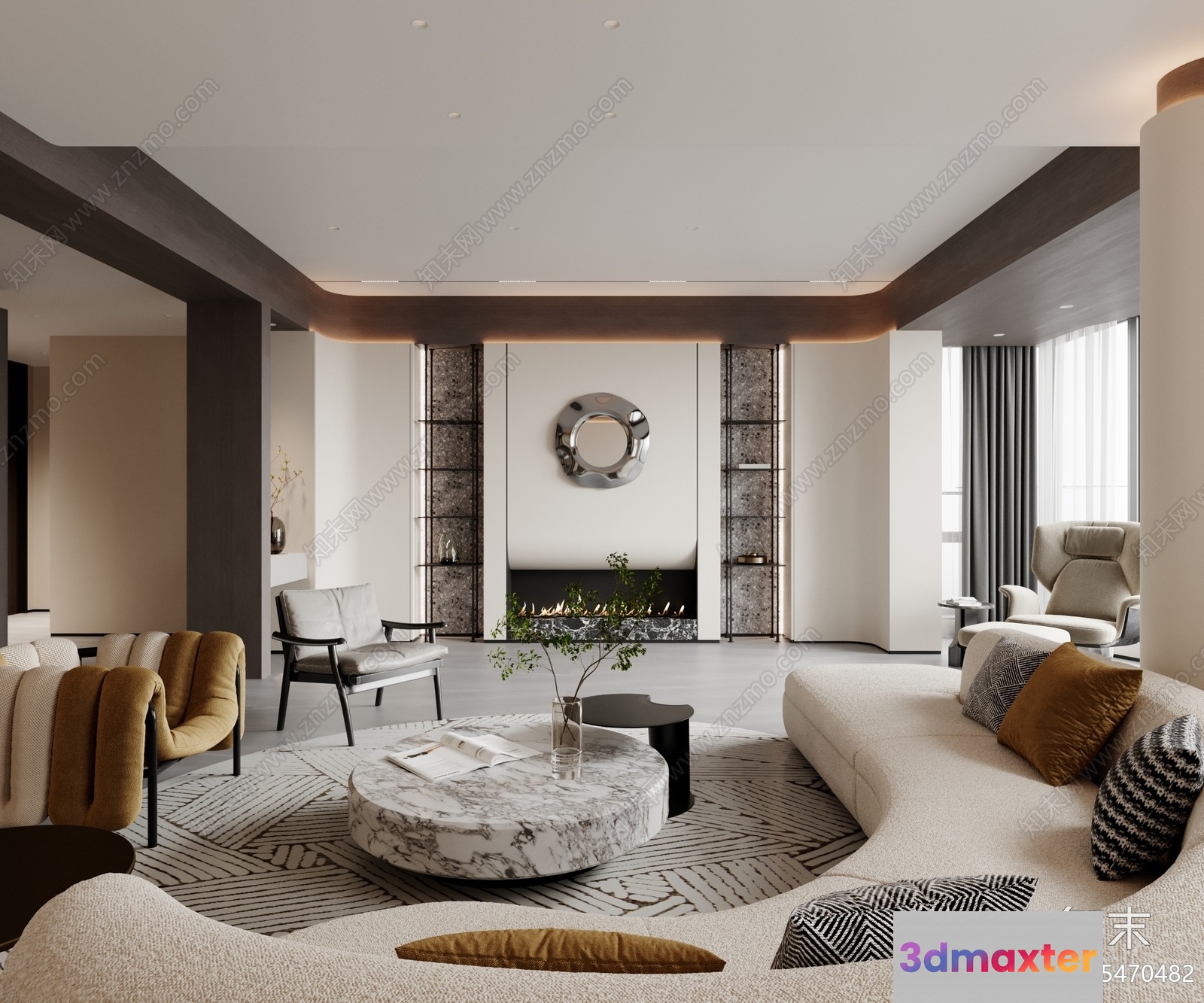 Modern Living Room 3D Model - 22855 - VRAY Render