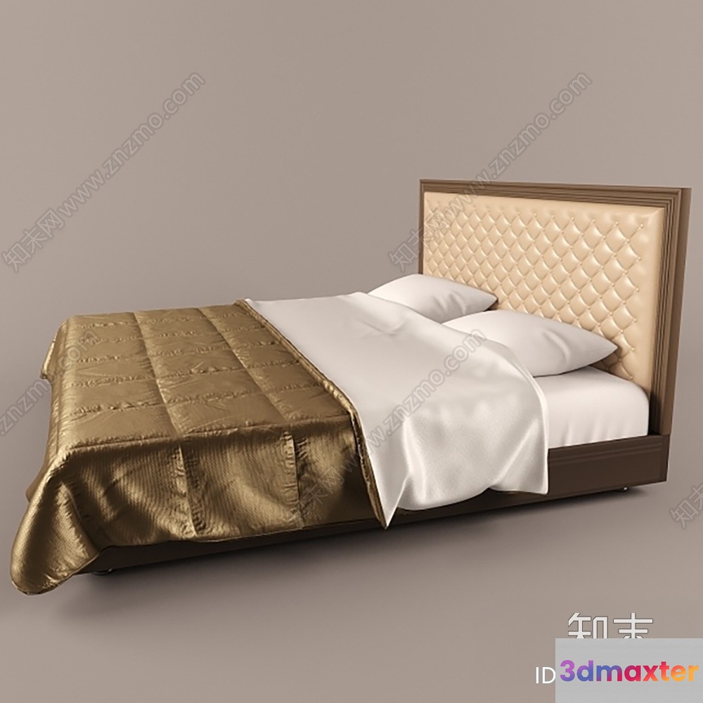 Brown Bed Frame 3D Model - 1506 - VRAY Render