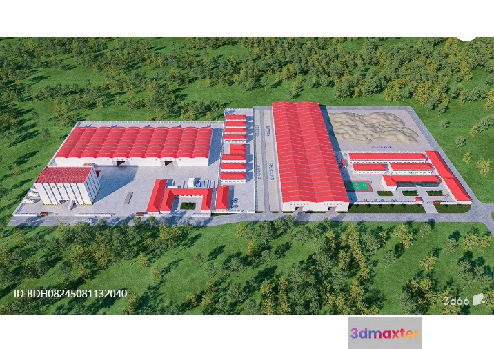 Aerial View Of A Factory 3D Model - 5137 - VRAY Render