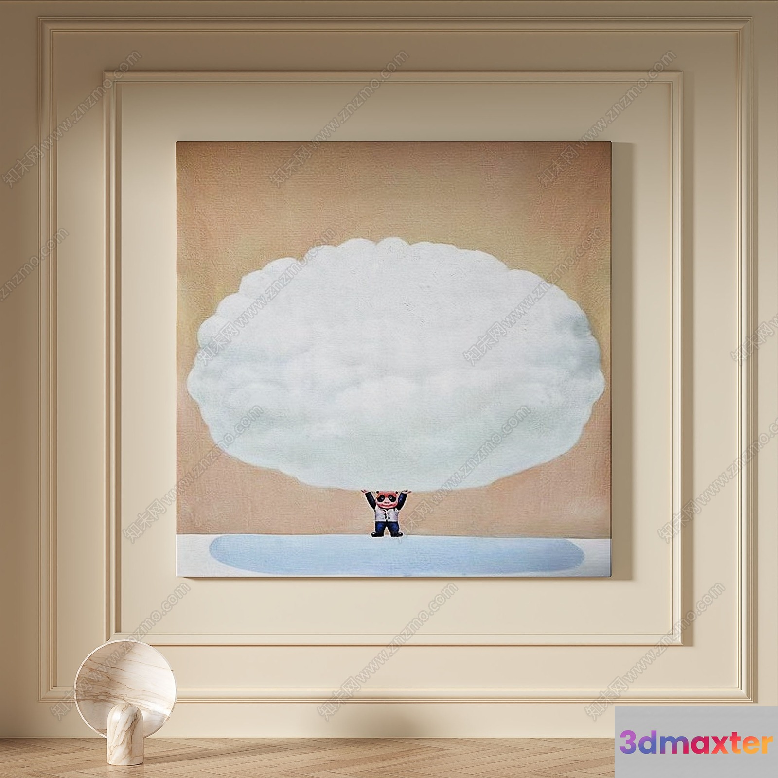 A Painting Of A Person Holding A Large Cloud 3D Model - 23377 - VRAY Render
