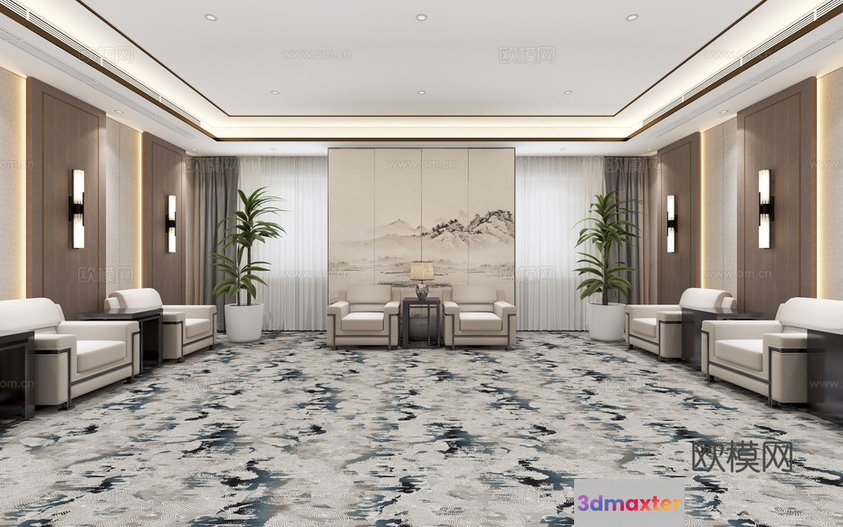 Modern Living Room 3D Model - 16914 - VRAY Render