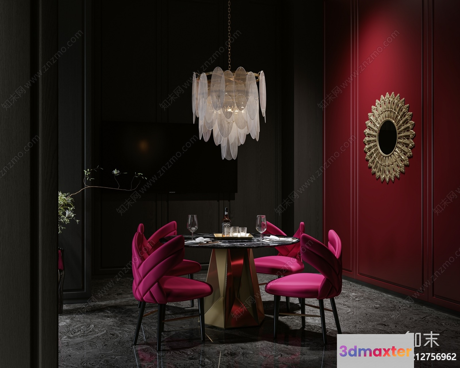 Modern Dining Room 3D Model - 13405 - VRAY Render