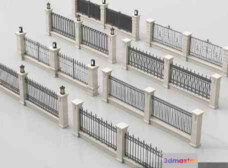 Black Metal Fence 3D Model - 19082 - VRAY Render