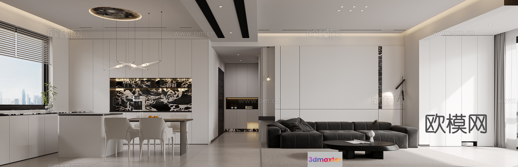 Modern Living Room 3D Model - 1267 - VRAY Render