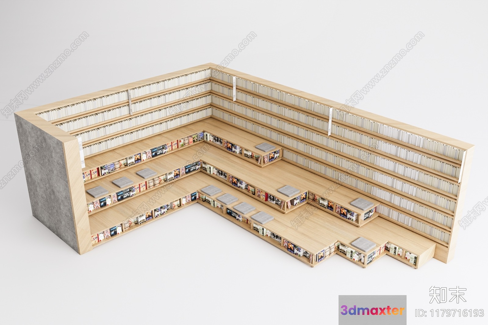 A 3D Model Of A Library 3D Model - 11771 - VRAY Render