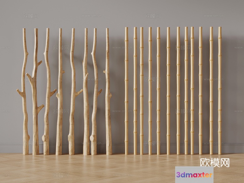 A Collection Of Wooden Poles 3D Model - 17308 - VRAY Render