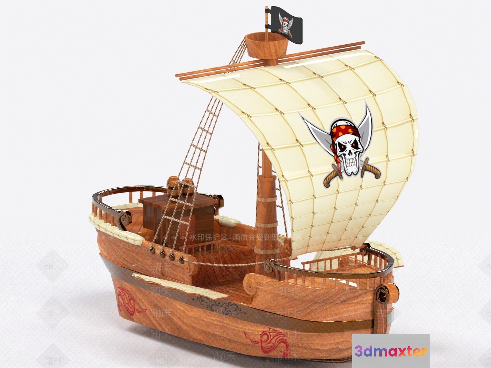 A Toy Pirate Ship 3D Model - 9217 - VRAY Render
