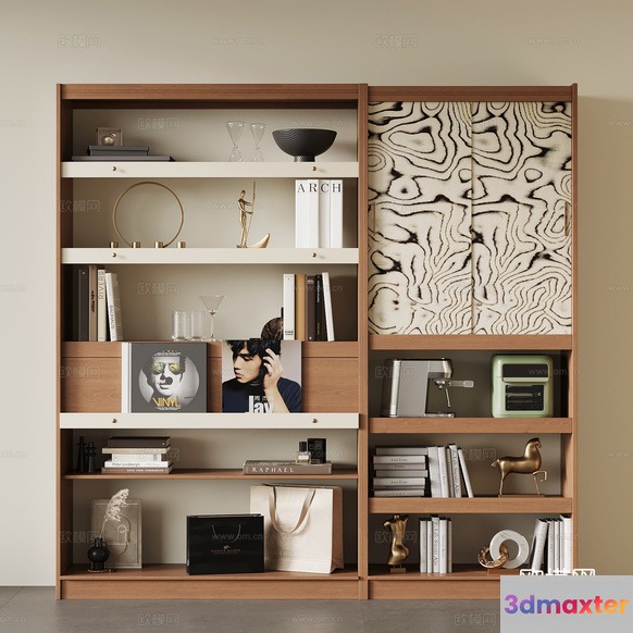 Wooden Bookshelf 3D Model - 23400 - VRAY Render