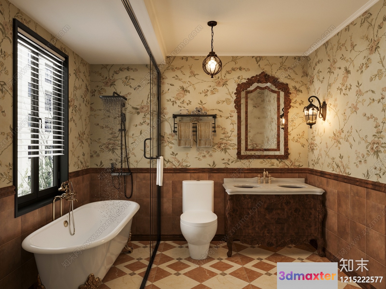 A Bathroom With A Vintage Style 3D Model - 11060 - VRAY Render