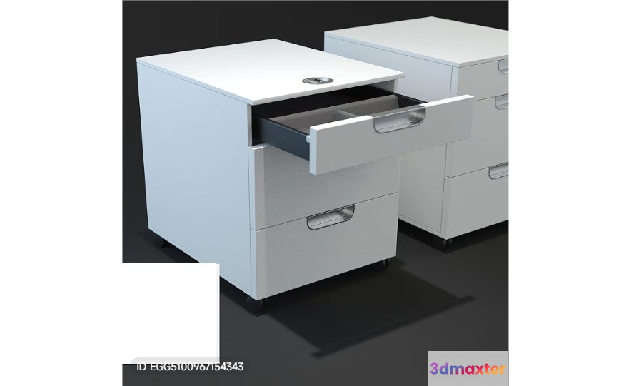A White Desk With A Drawer 3D Model - 1884 - VRAY Render