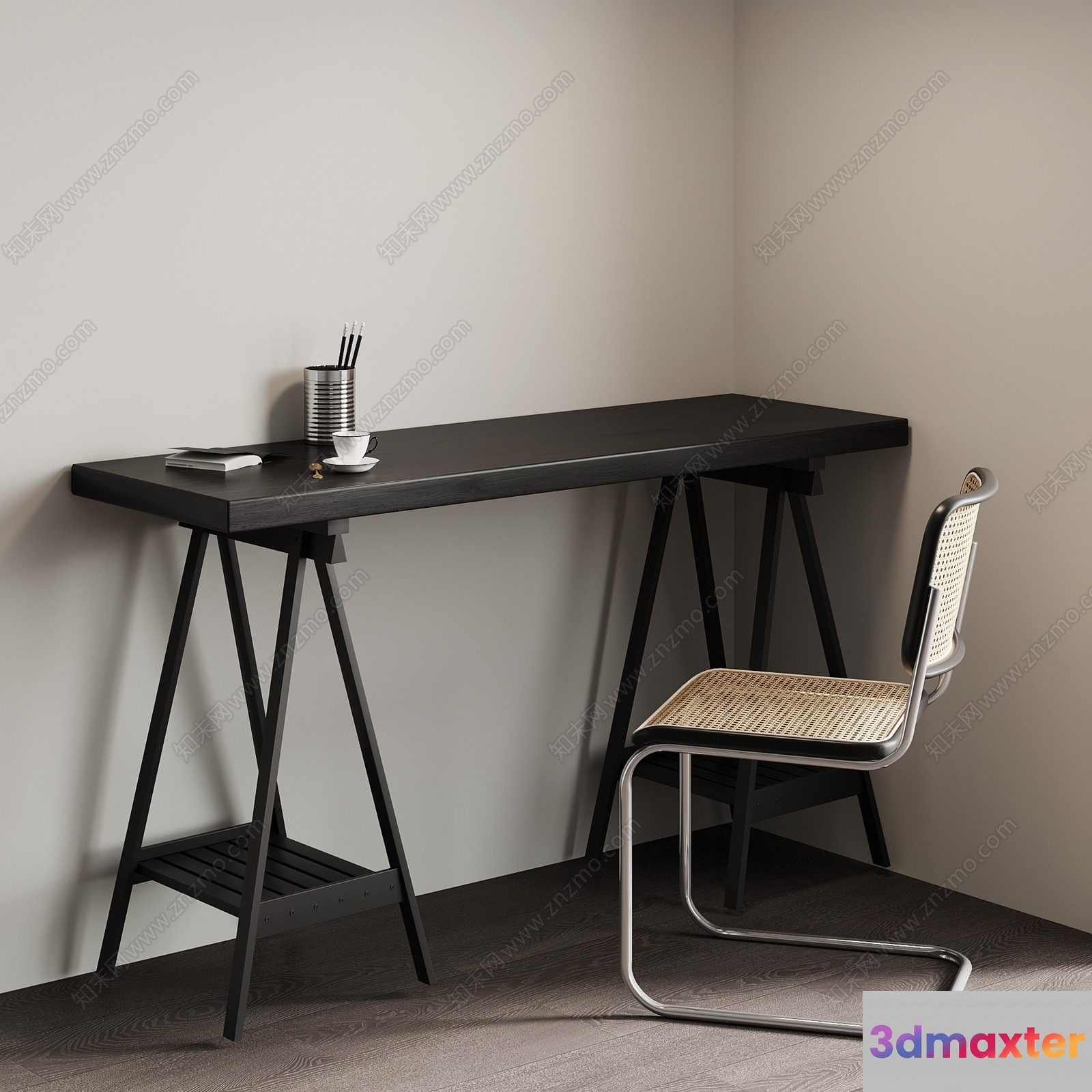 Modern Minimalist Desk 3D Model - 13409 - VRAY Render