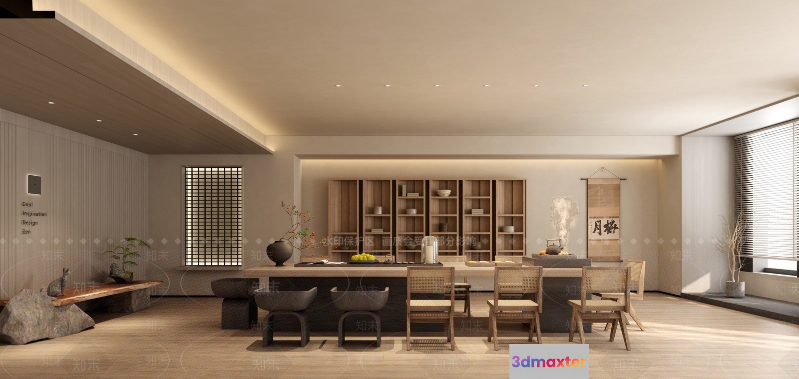 Modern Zen Dining Room 3D Model - 21447 - VRAY Render