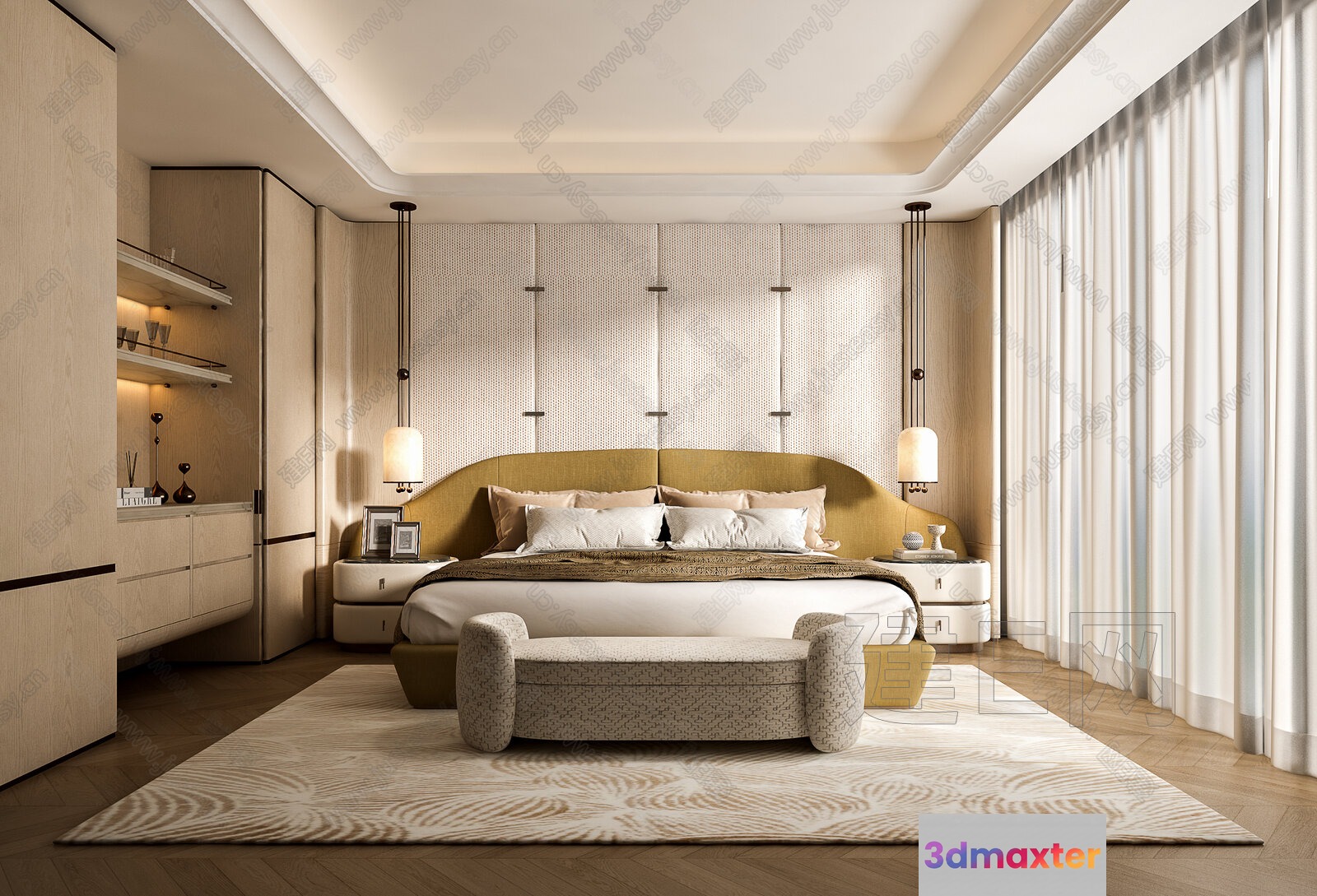 Cozy Modern Bedroom 3D Model - 23096 - VRAY Render