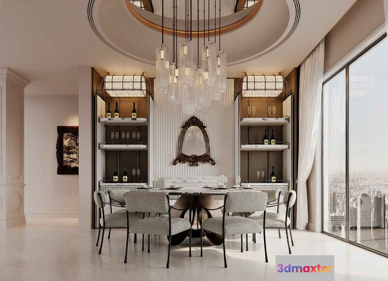 Modern Dining Room 3D Model - 17019 - CORONA Render