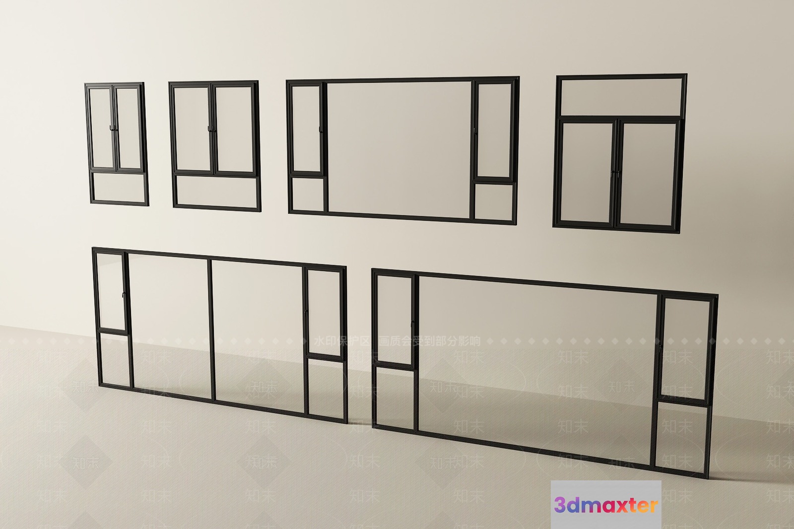 Black Metal Frames 3D Model - 16216 - VRAY Render