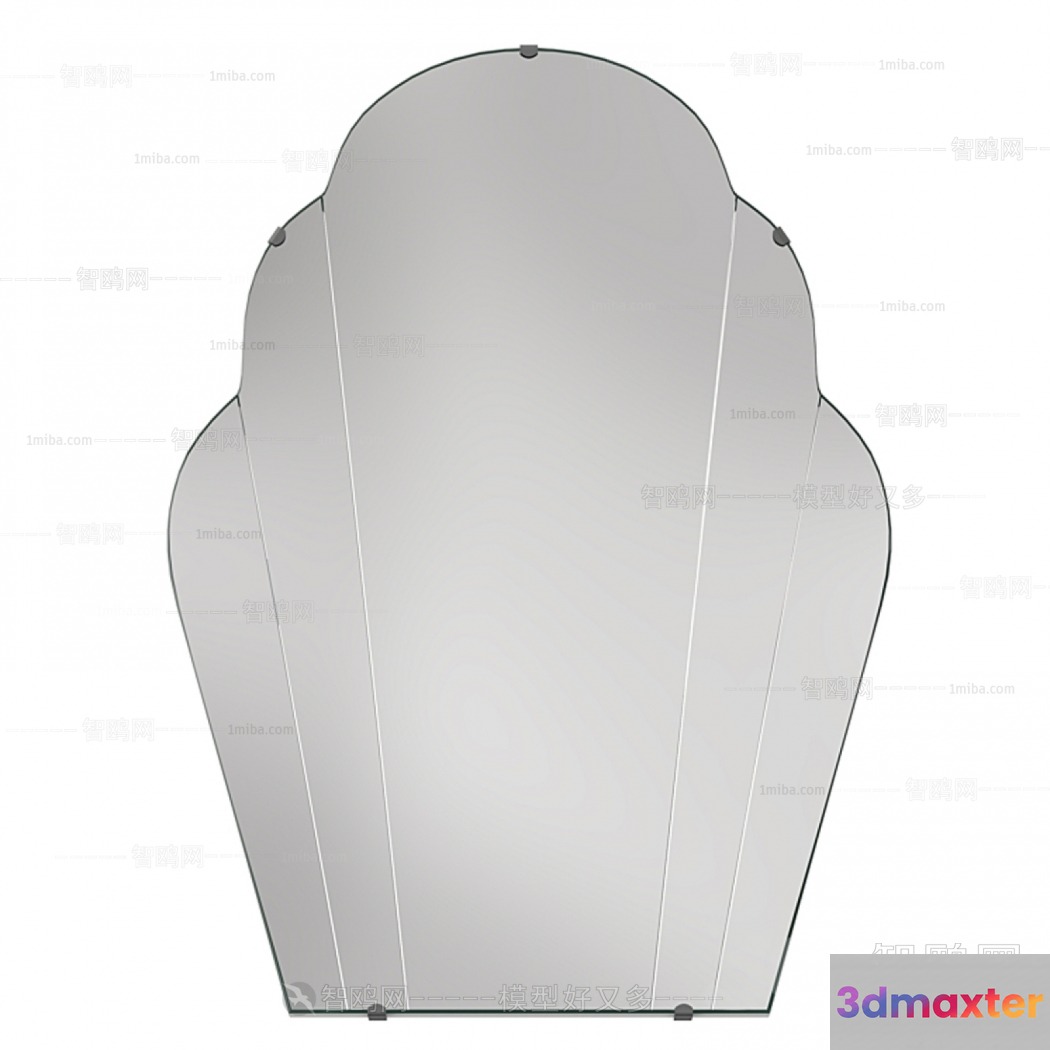 A Mirror With A Rounded Top And Straight Sides 3D Model - 20935 - VRAY Render