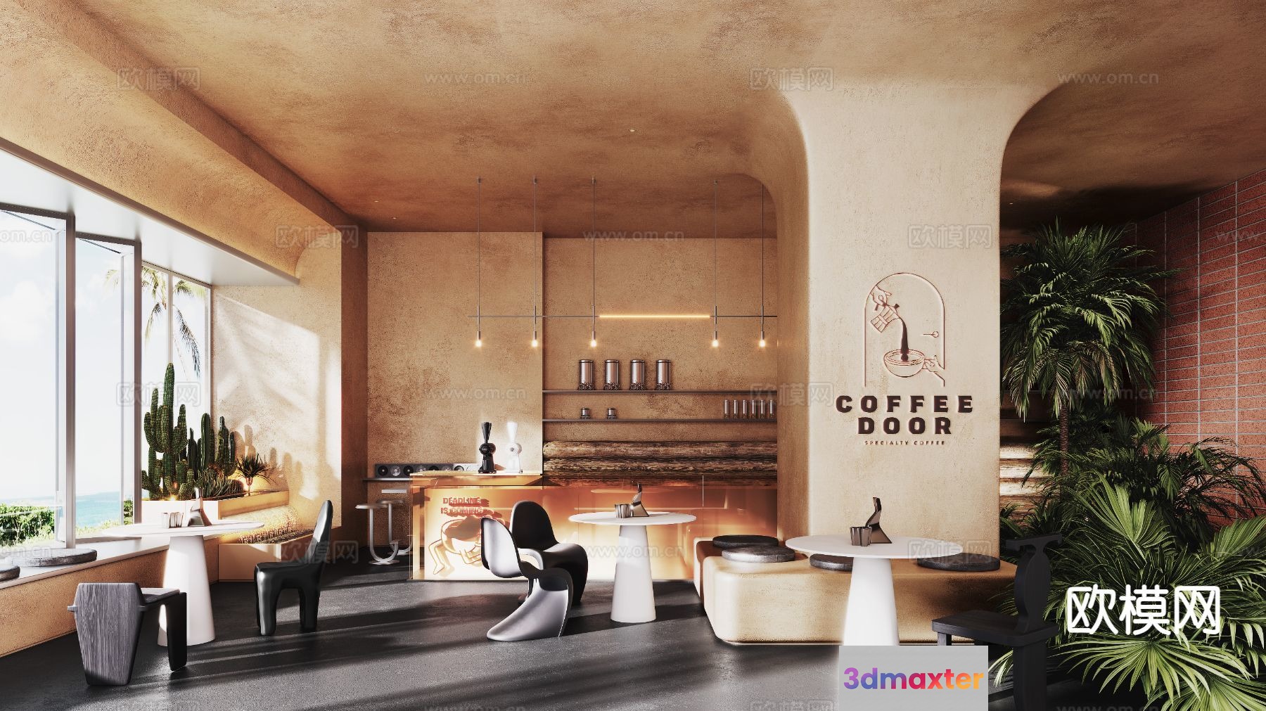 Modern Coffee Shop 3D Model - 8240 - CORONA Render