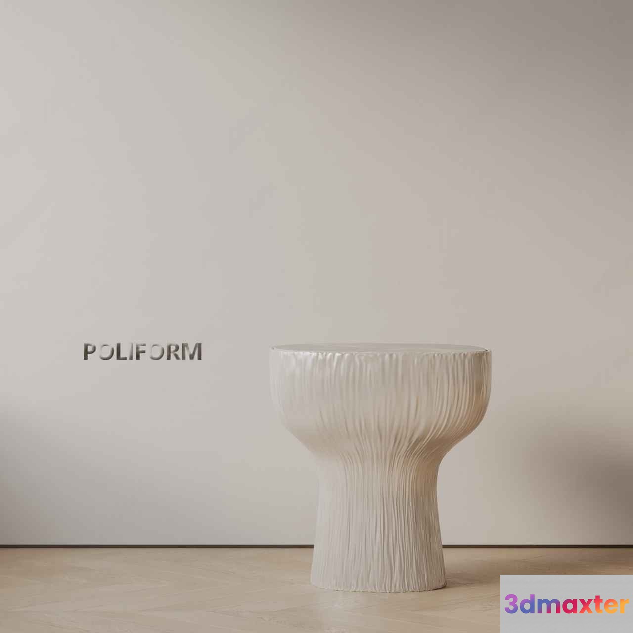 A White Ceramic Stool 3D Model - 1861 - VRAY Render