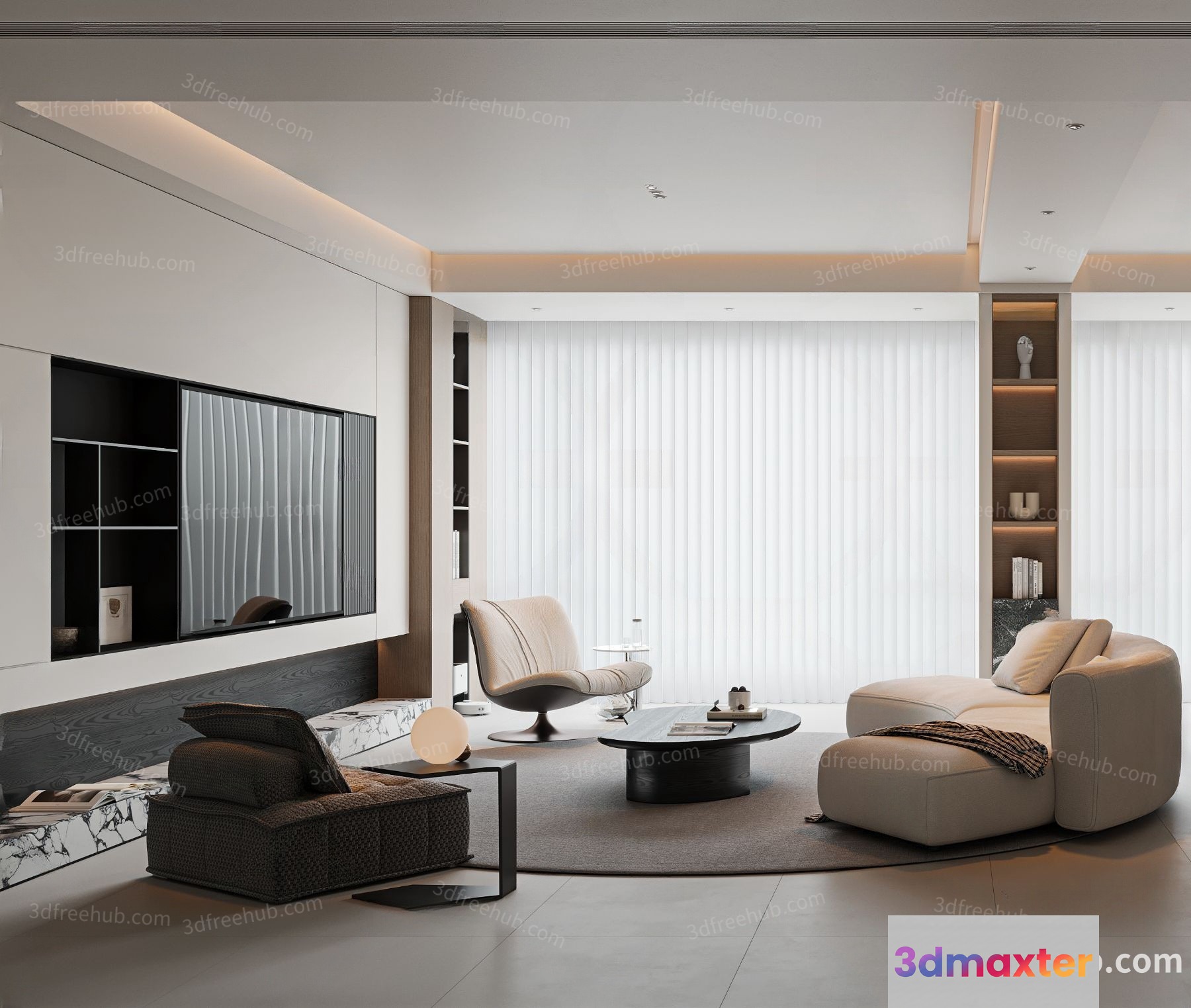 A Modern Living Room 3D Model - 6475 - VRAY Render