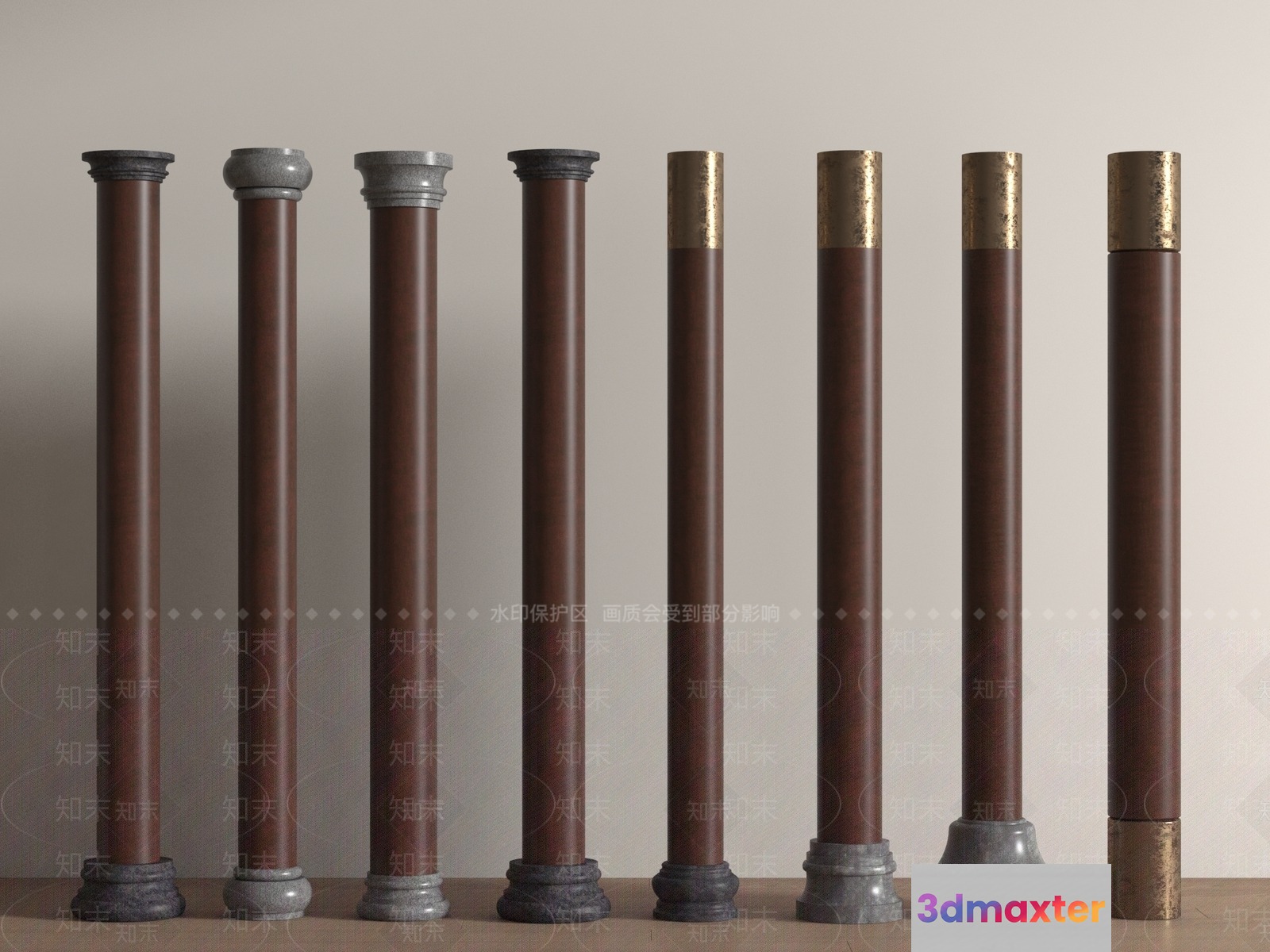 Wooden Pillars 3D Model - 9971 - VRAY Render