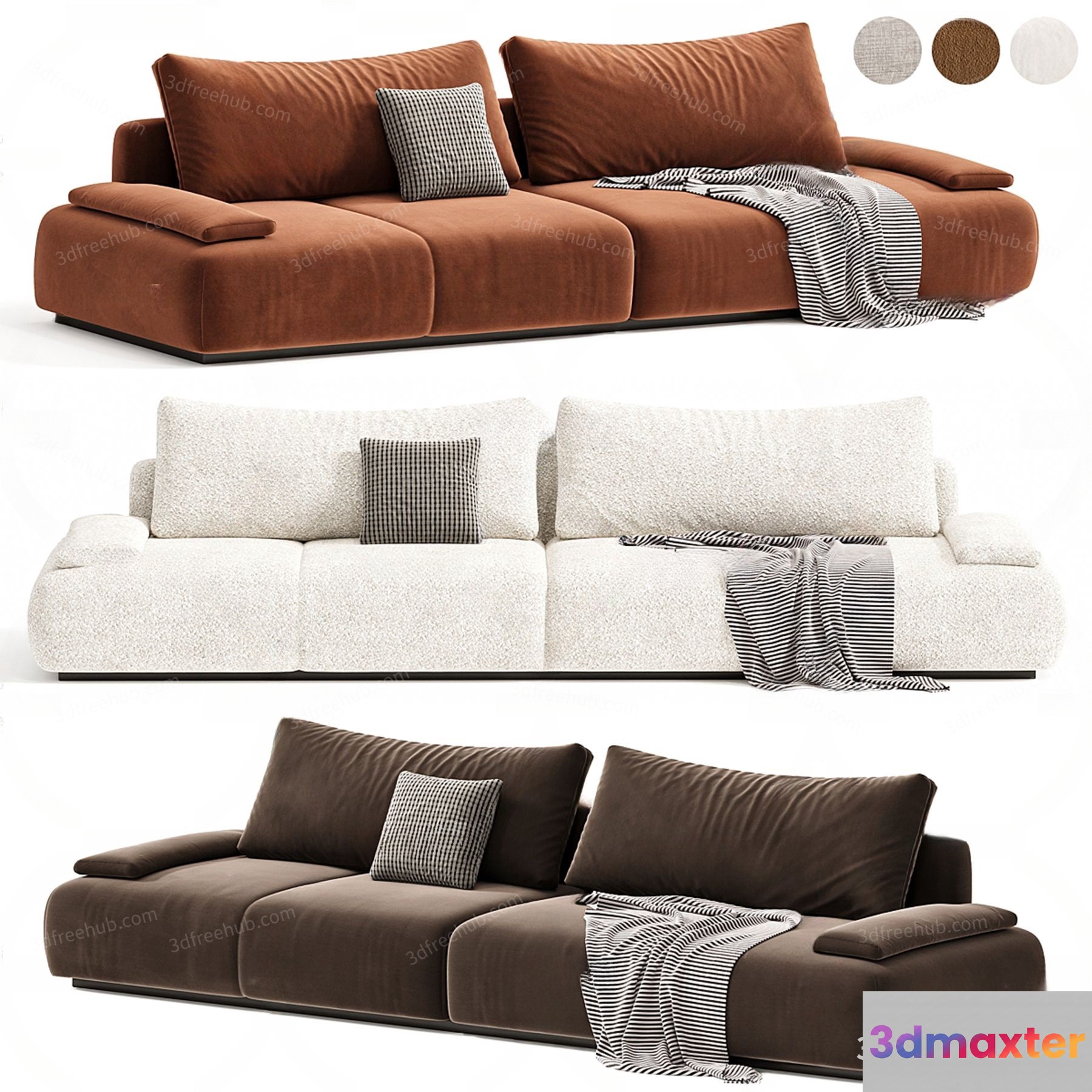 Modern Living Room Sofa 3D Model - 2534 - VRAY Render