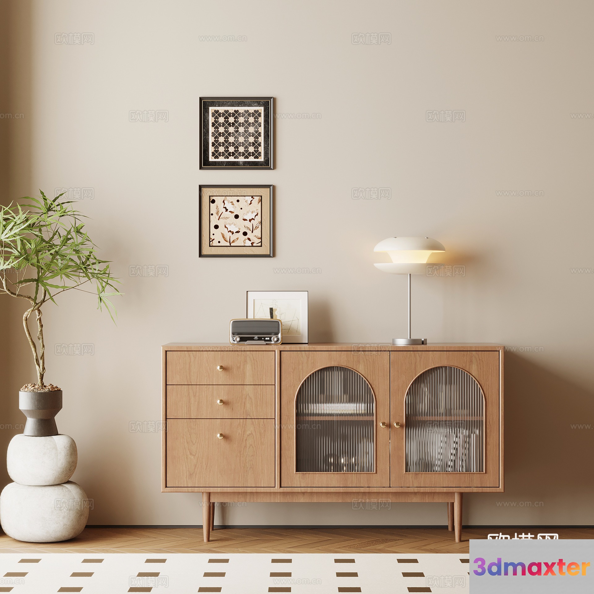 Modern Minimalist Cabinet 3D Model - 13234 - VRAY Render