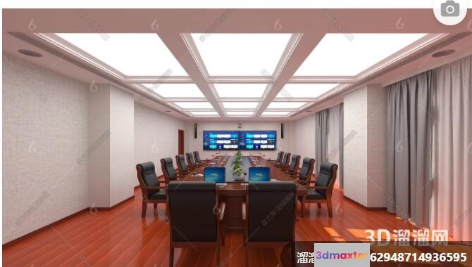 A Conference Room With A Large Table And Chairs 3D Model - 6686 - VRAY Render