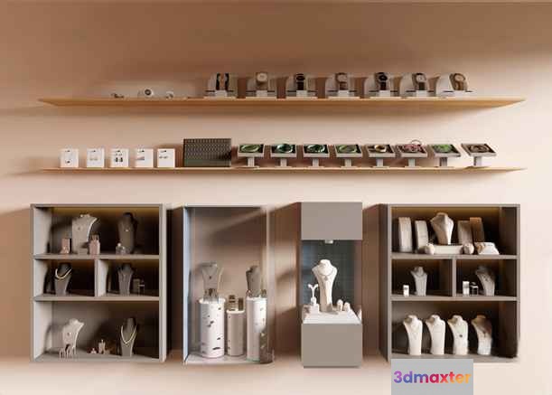 White Jewelry Display Shelves 3D Model - 3651 - CORONA Render