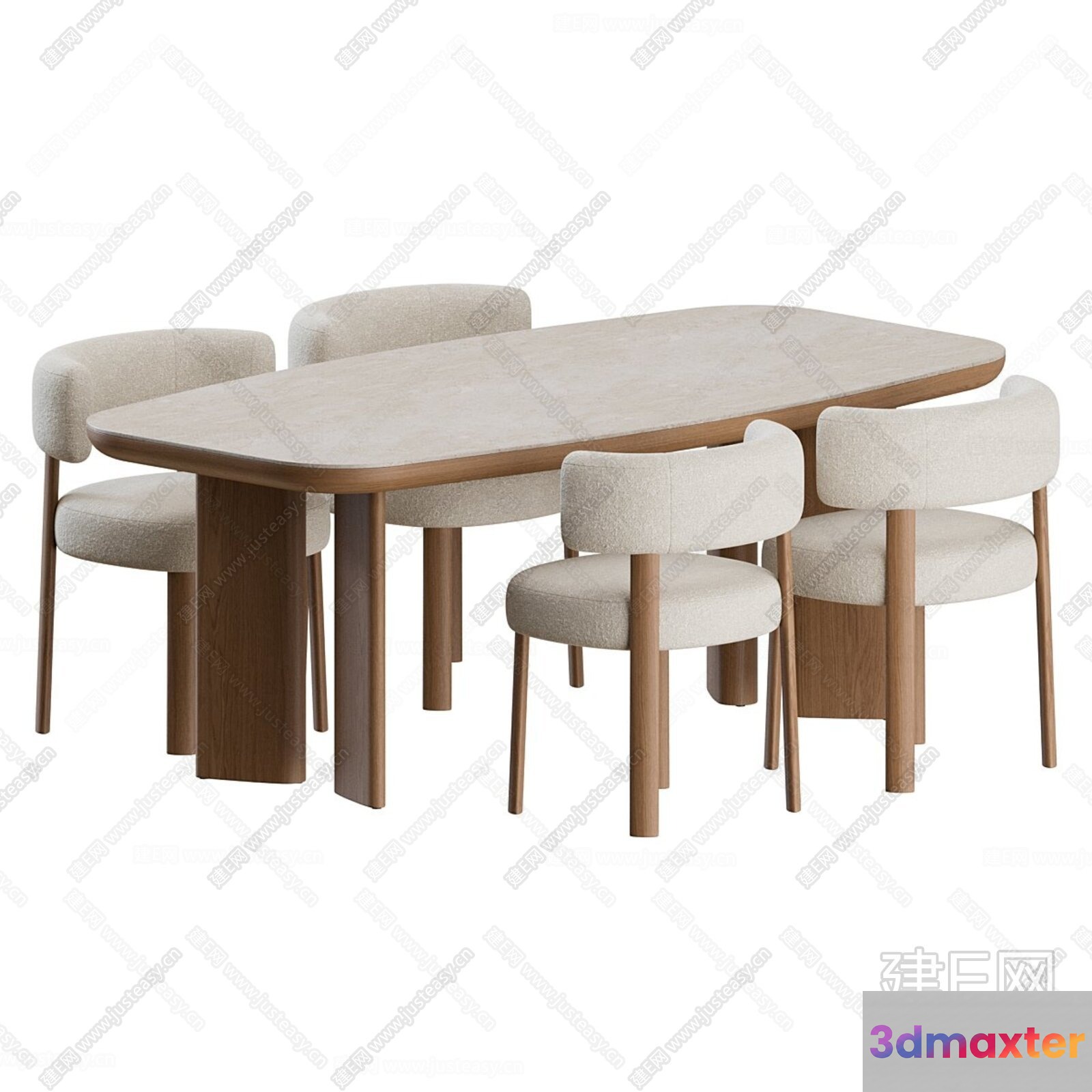 A Dining Table With Six Chairs 3D Model - 10687 - CORONA Render