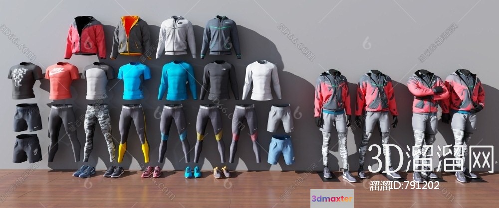 A Collection Of Athletic Wear 3D Model - 10558 - VRAY Render