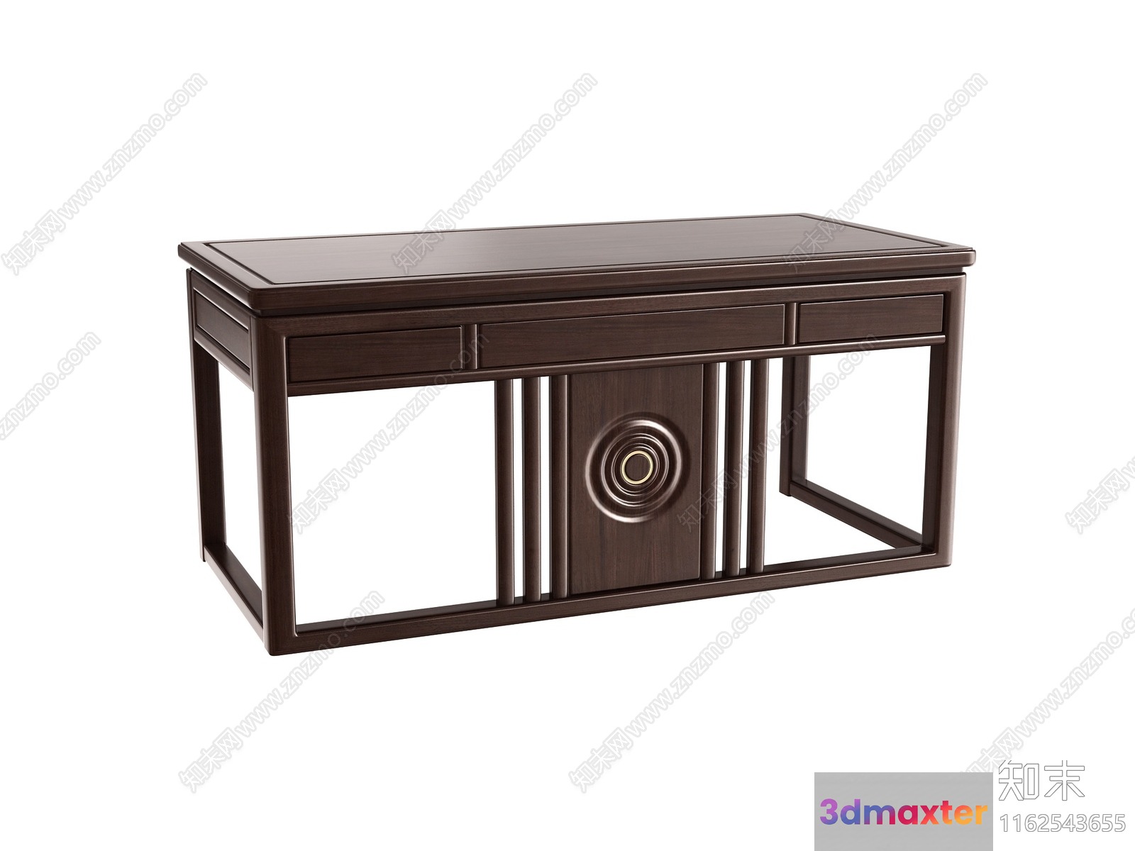 A Dark Brown Wooden Table 3D Model - 7839 - VRAY Render
