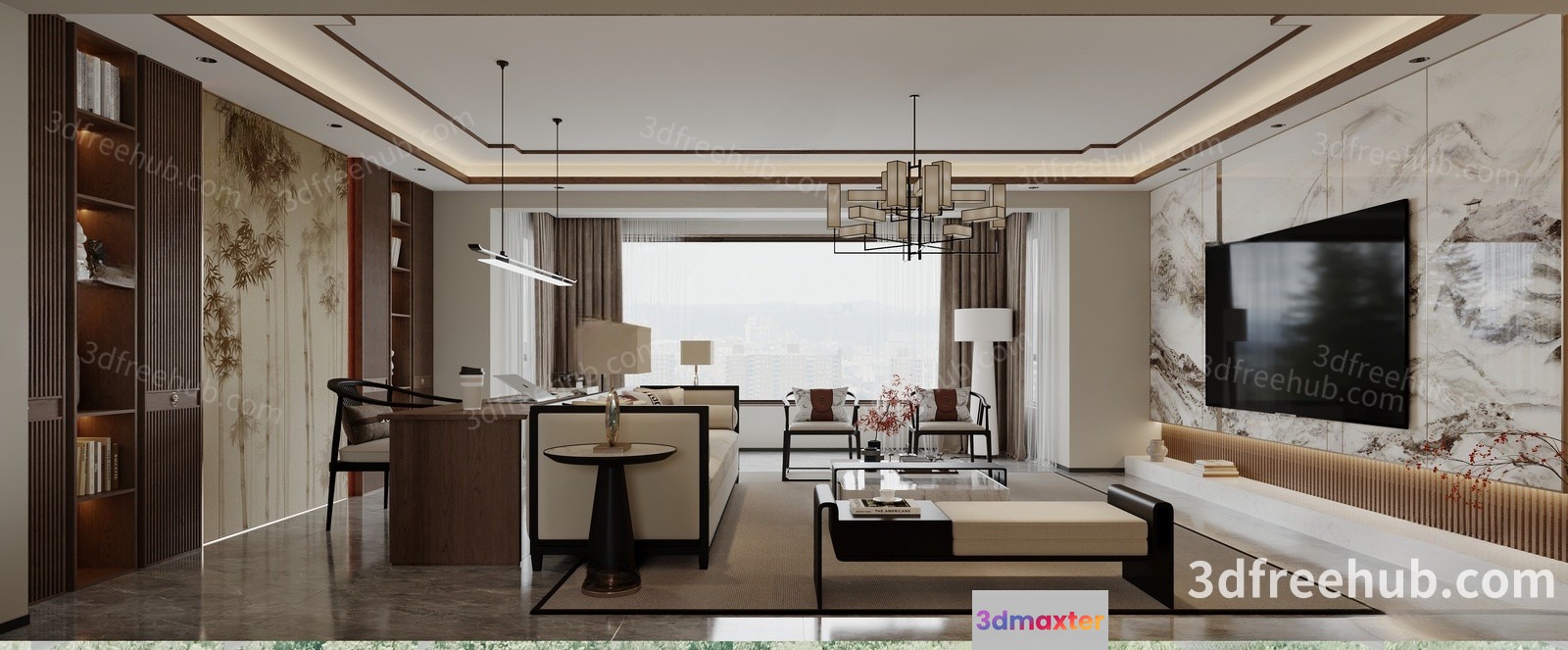 Modern Living Room 3D Model - 19288 - VRAY Render