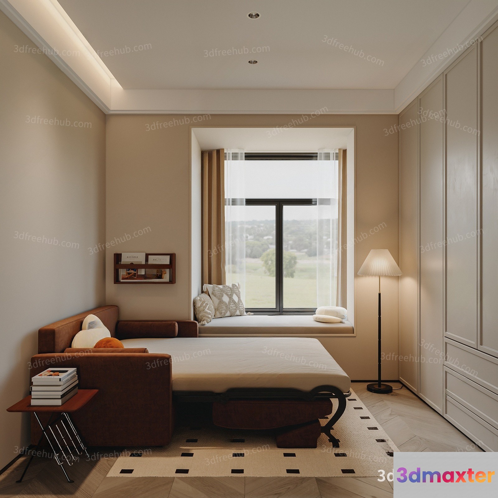 A Bedroom With A Window 3D Model - 19701 - VRAY Render