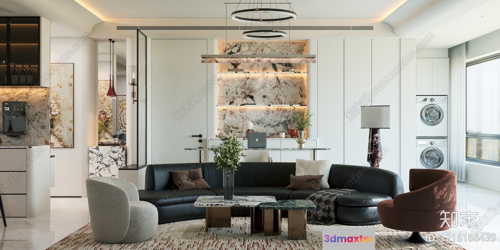 Modern Living Room 3D Model - 12295 - VRAY Render
