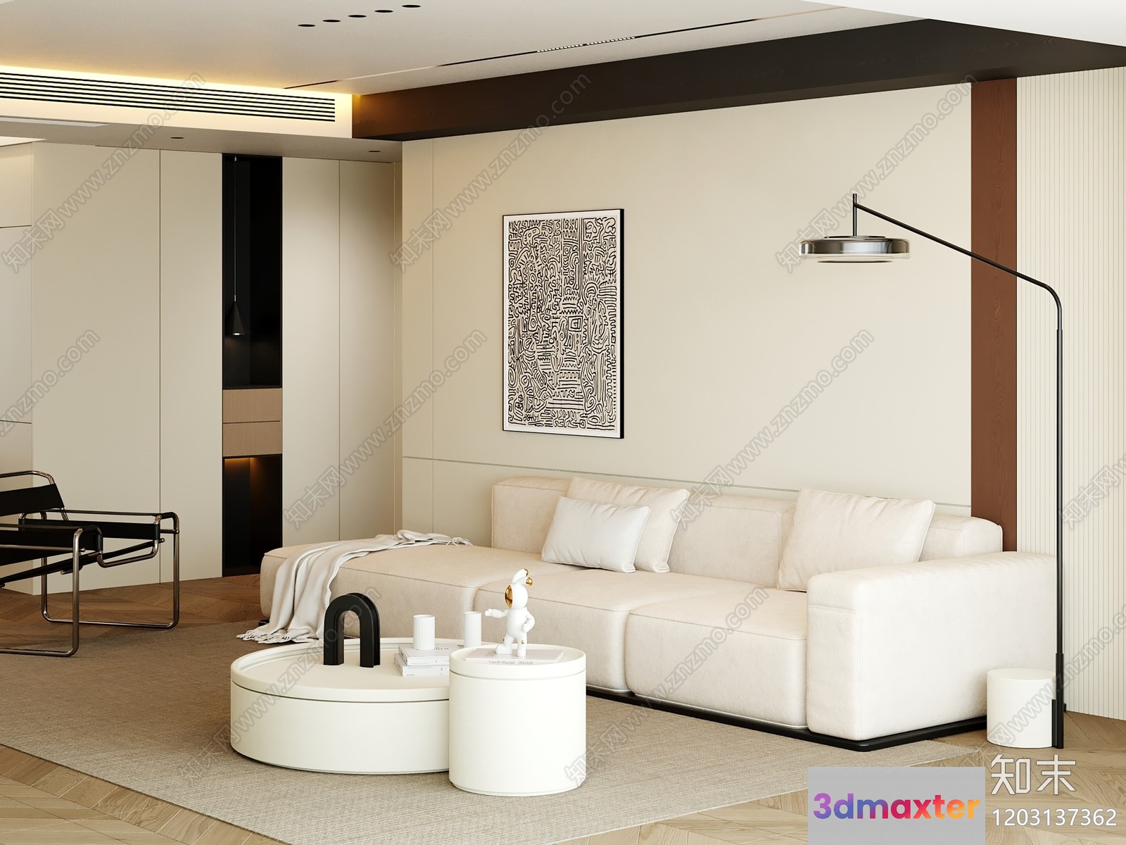 Modern Living Room 3D Model - 1988 - VRAY Render