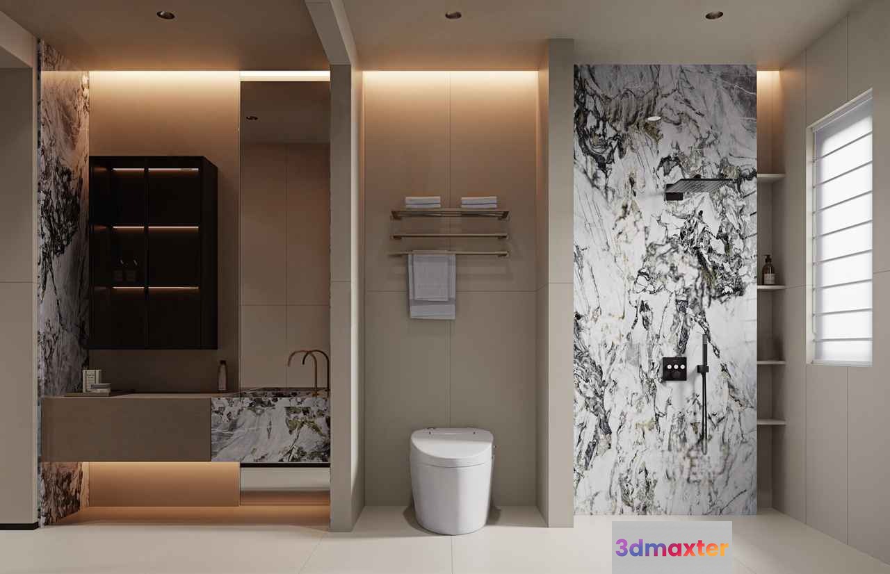 Modern Bathroom 3D Model - 12098 - VRAY Render